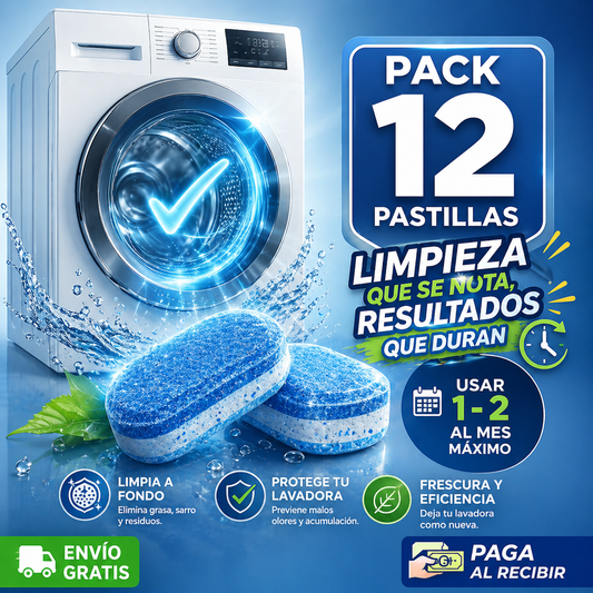 Pack 12 Pastillas MAX limpia lavadora - Deja Tu Lavadora como Nueva