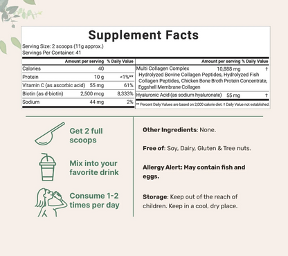 Collagen Peptides Multi con Biotina, Vitamina C y Ácido Hialurónico