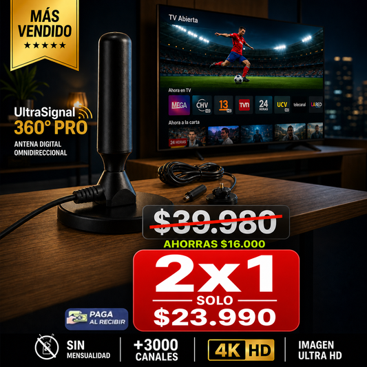 UltraSignal 360° Pro® – Antena TV Digital TDT 4K UHD Élite +3000 Canales