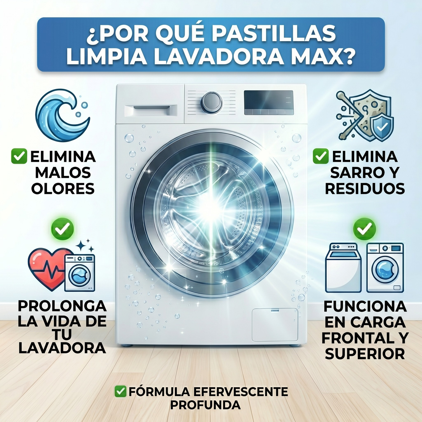 Pack 12 Pastillas MAX limpia lavadora - Deja Tu Lavadora como Nueva